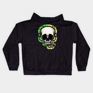 Yellow and Green Split Plaid Skull Kids Hoodie